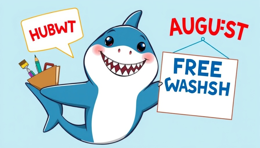 Promotional graphic: free car washes for teachers in August.