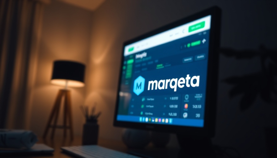 Smartphone showing Marqeta logo with finance platform backdrop, BNPL and Embedded Finance Growth.