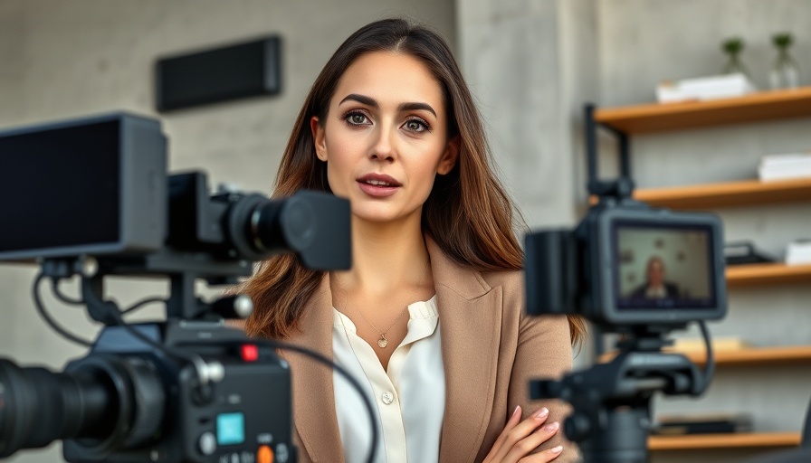 Executive on video in modern office setting.