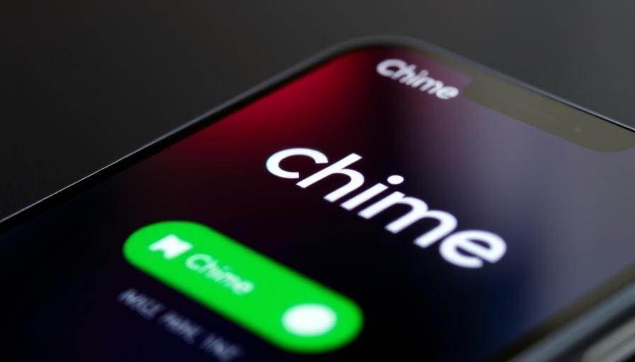 Chime mobile banking app screen close-up, showcasing vibrant icon and display.