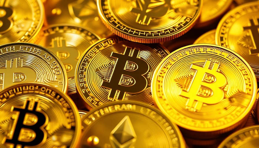 Shiny golden cryptocurrency coins featuring Bitcoin and Ethereum symbols, illustrating institutional-grade custody crypto.