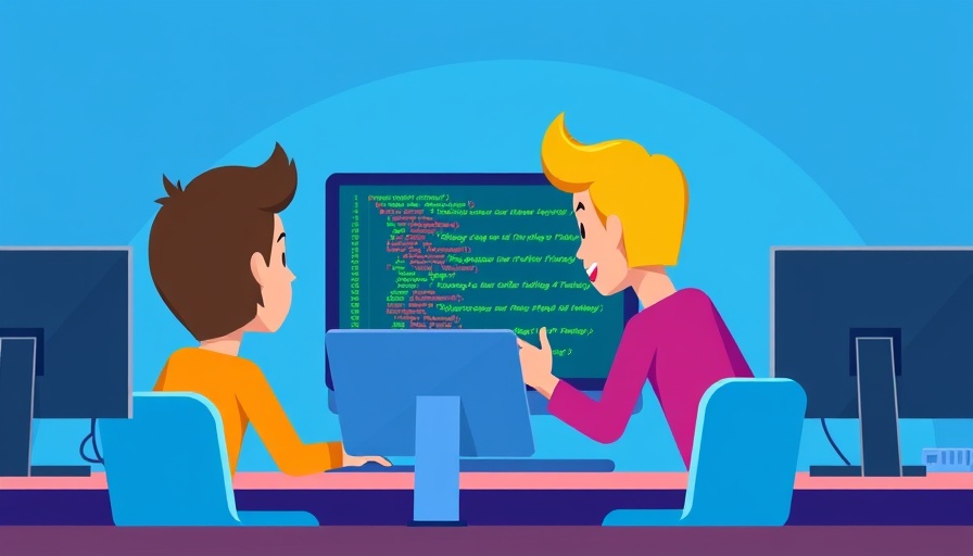 Cartoon style teamwork on AI portfolio generators for business growth.