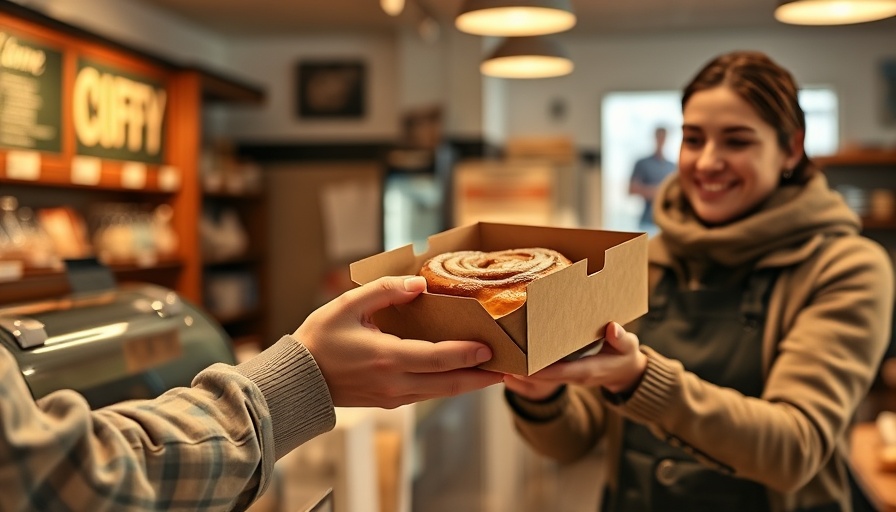 Cinnabon birthday celebration purchase at a counter.