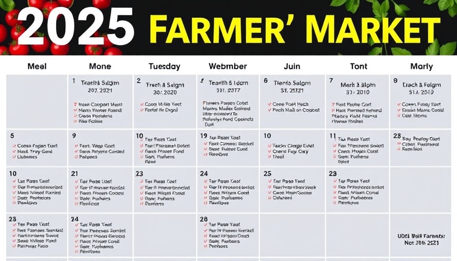 2025 Black Farmers' Market season calendar with monthly challenges and dates.