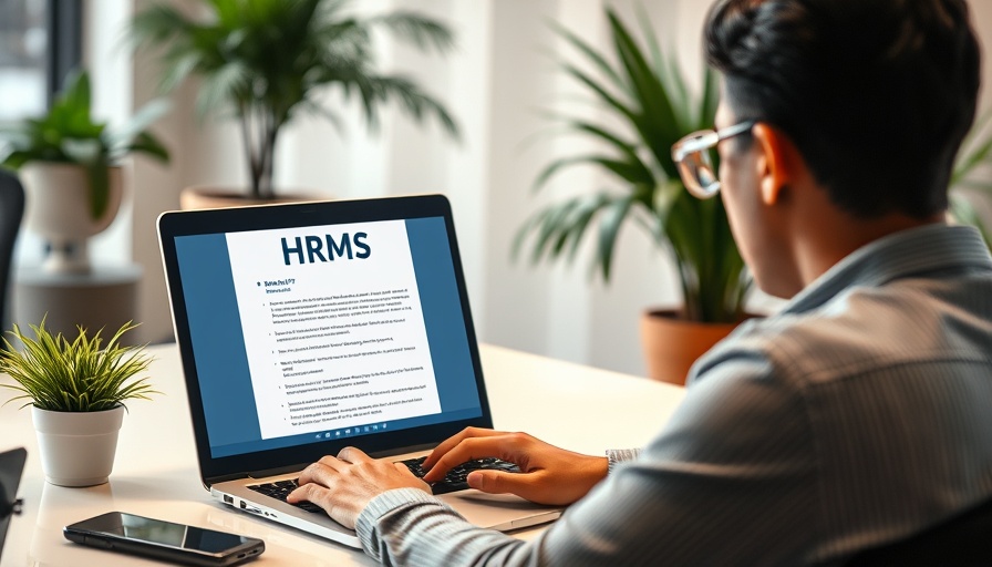 Person writing an HRMS RFP in a modern workspace.