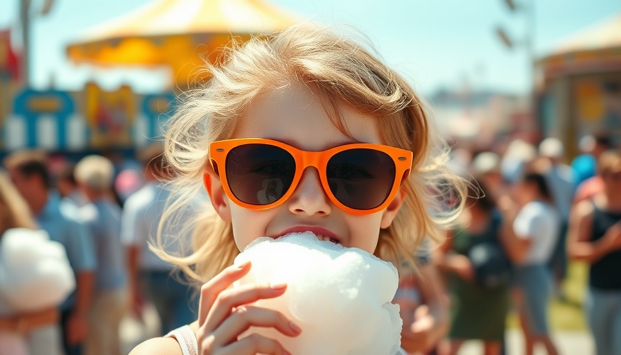 Girl enjoying cotton candy at North Carolina fair.