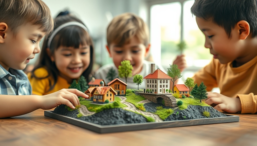 Children learning importance of environmental education with eco-model.