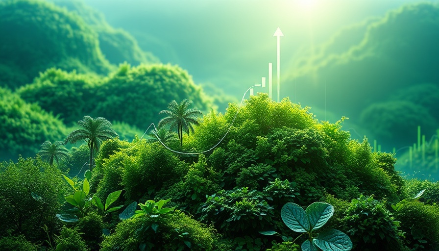 Disclosure dividend in climate action concept with growth chart and green landscape.