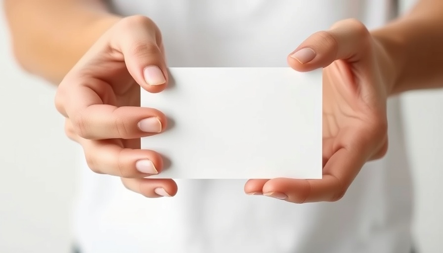 Hands holding blank card, essential for orientation checklist.