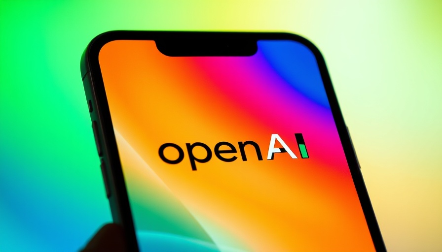 Smartphone displaying OpenAI logo with vibrant gradient background.