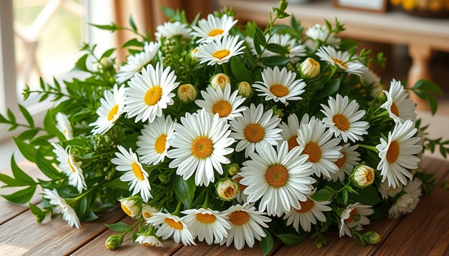 Eco-friendly wedding flowers in rustic arrangement on wooden table