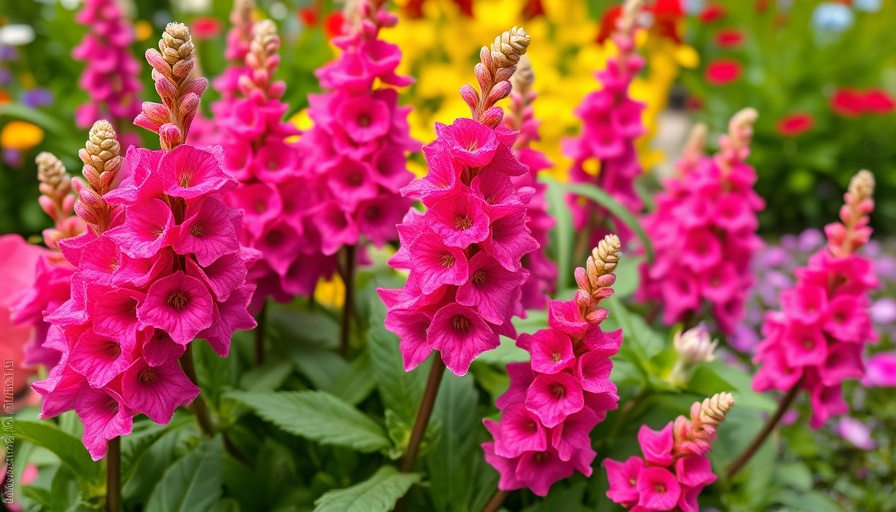 Vibrant pink snapdragons blooming in a garden setting.