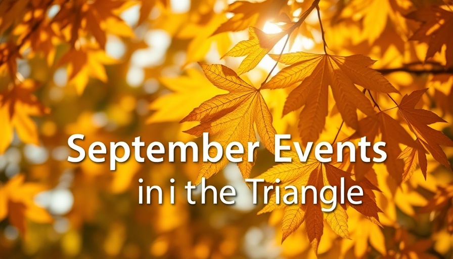 Local events in September Triangle poster with autumn leaves.
