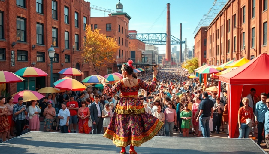 Colorful Charlotte fall festival, performer dancing, large crowd.