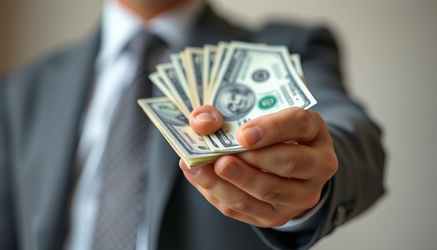 Close-up of a businessperson holding dollar bills, representing wealth.