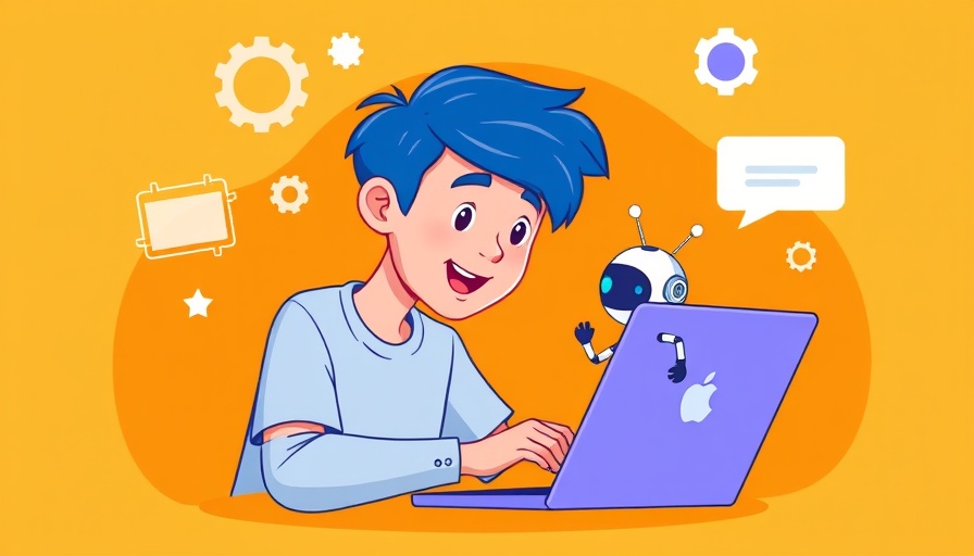 Cartoon of person using AI on laptop, exploring Google AI Mode Alternatives.