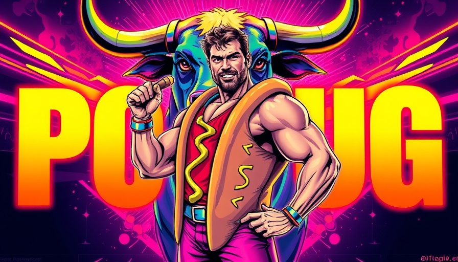 Colorful neon poster for a local event in Durham featuring a hot dog man.