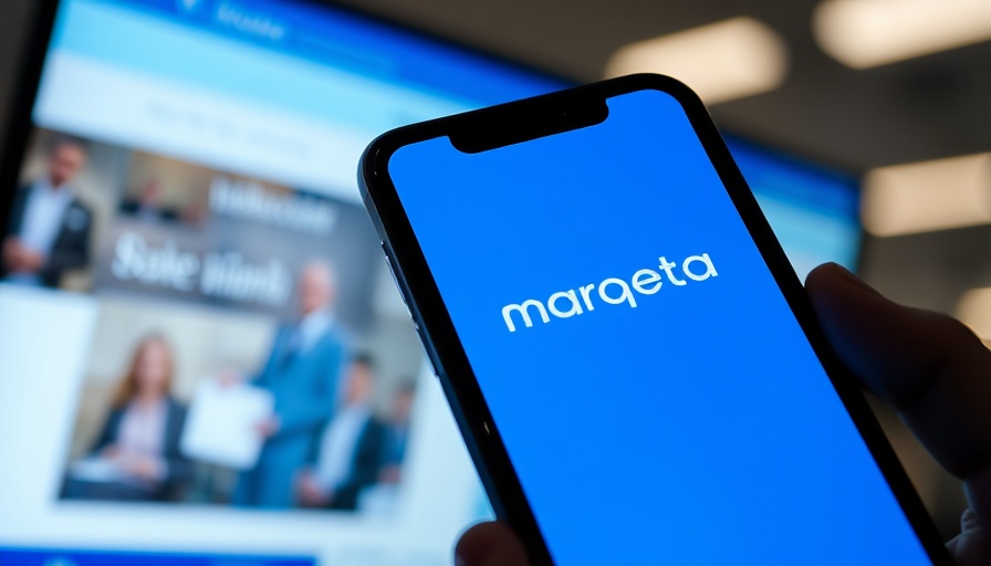 Marqeta logo displayed on smartphone with website background.