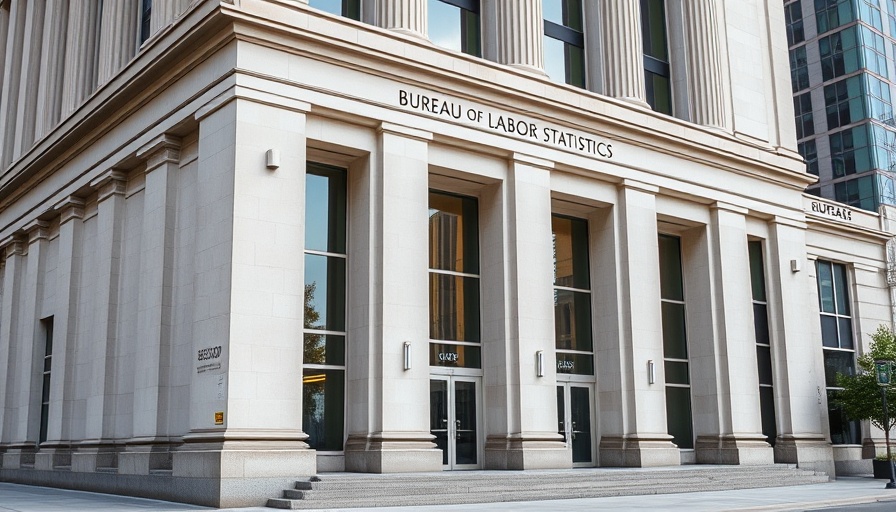 Facade of Bureau of Labor Statistics, related to Labor Department economic data review.