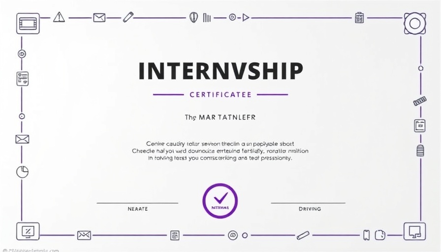Modern internship certificate template with tech-themed border.
