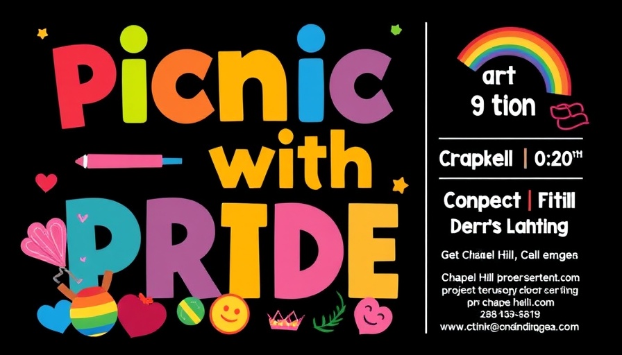 Pride Picnic Chapel Hill flyer with vibrant colors and event details.