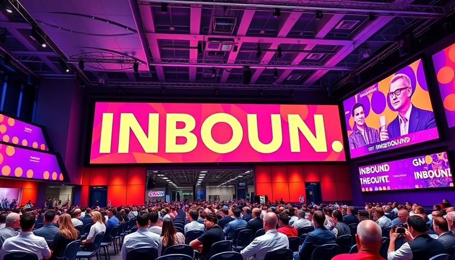 Vibrant conference hall during a B2B marketing event.