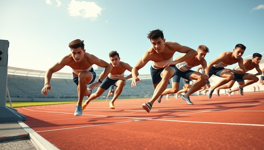 Sprinters launching off starting blocks on track, customer loyalty speed.