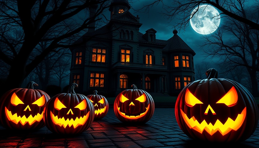 Pumpkin Flotilla Cary: glowing jack-o'-lanterns in a spooky setting.