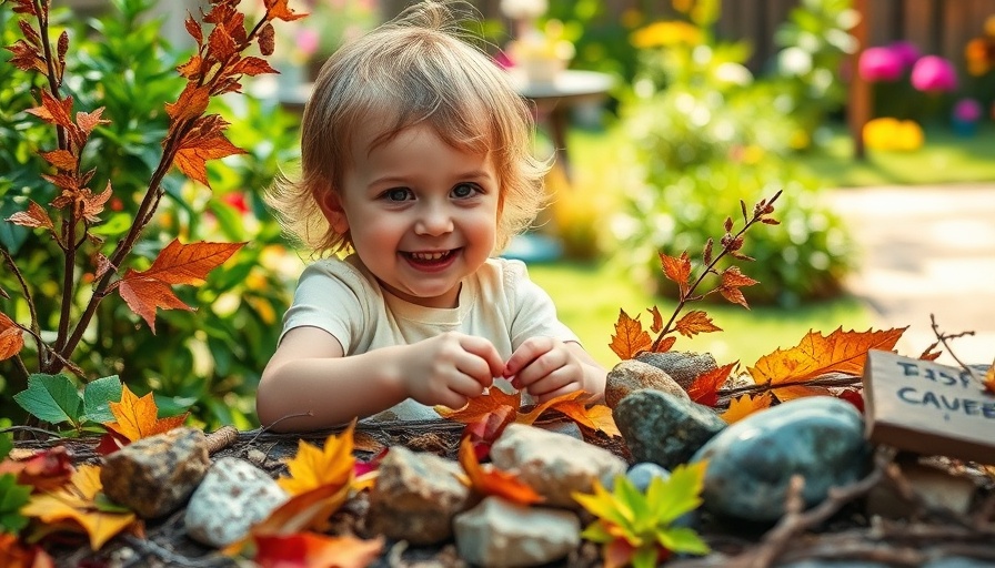 Child crafting with natural materials outdoors