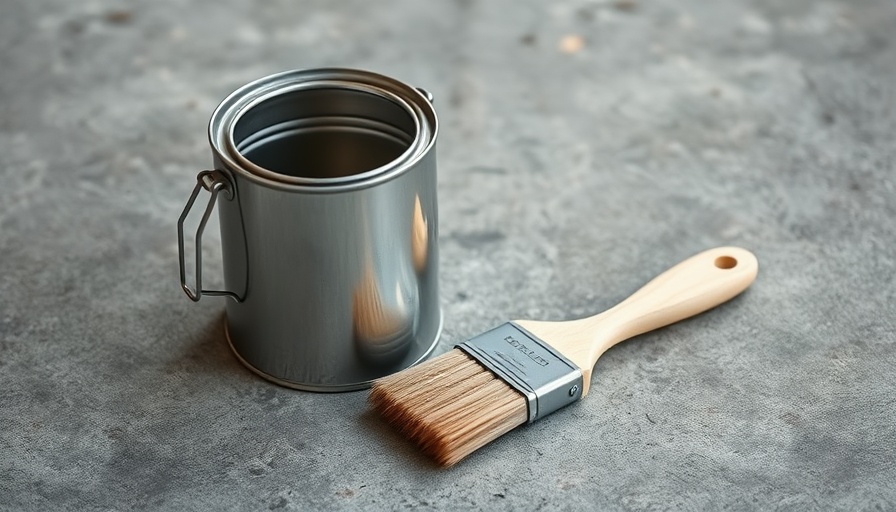 Household Hazardous Waste Management: Paint can with brushes on concrete.
