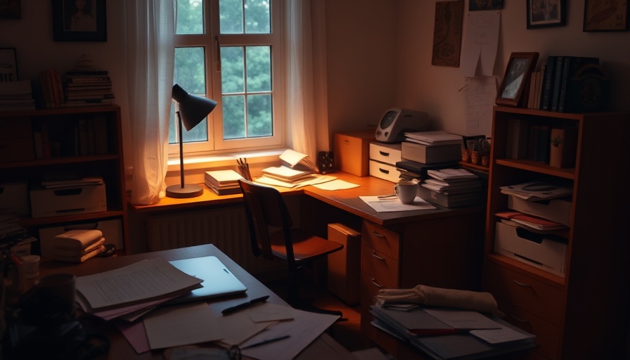 Reasons Against Working From Home: Cluttered home office.