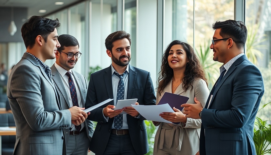 Professional team collaboration in modern office, customer focus in business.