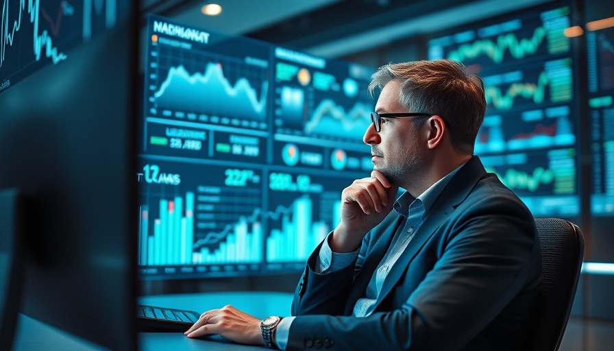 Digital investor analyzing data for building passive income in 2025, modern office setting.