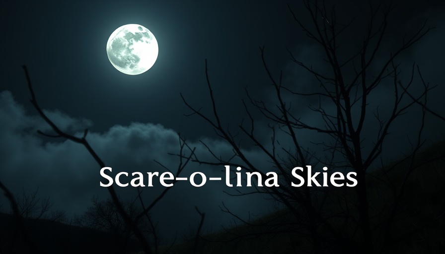 Scare-o-lina Skies Planetarium event with full moon and trees.