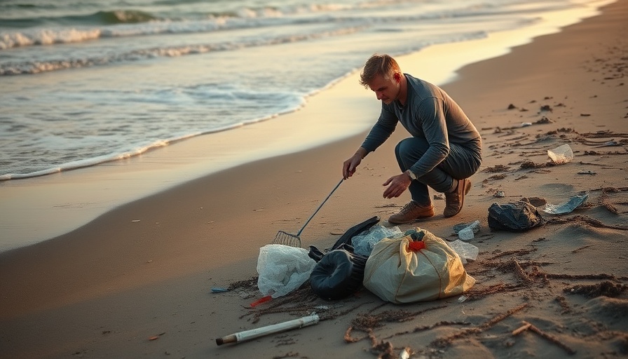 Regenerative practices in boutique hospitality: person cleaning beach.