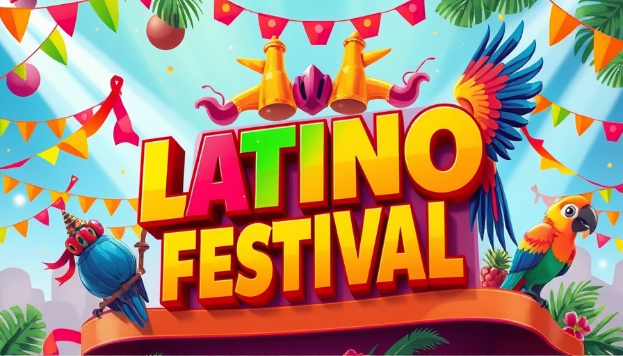 Latino cultural festival colorful flyer with vibrant design.