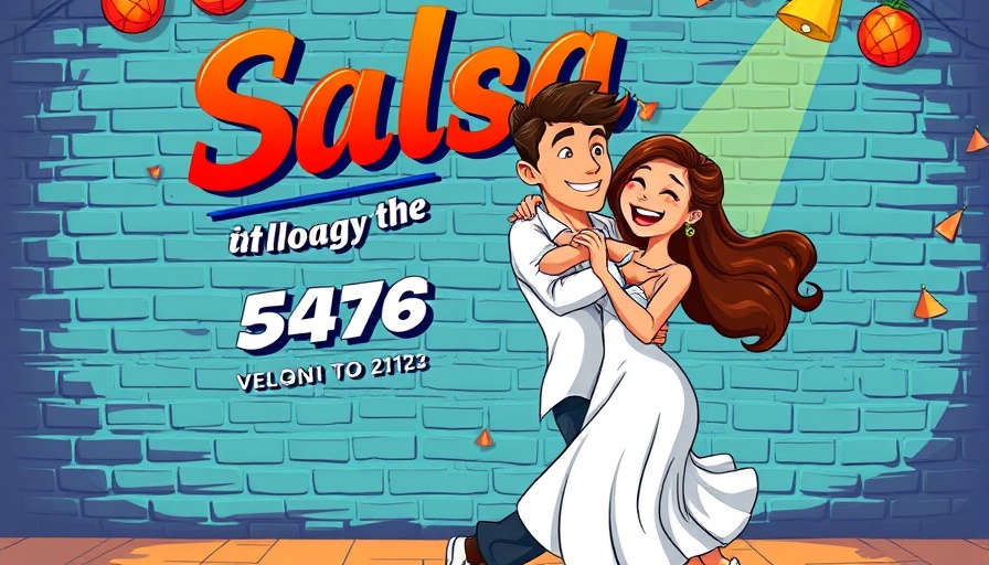 Vibrant poster for FREE Oak City Salsa Social Dance Event featuring lively dance illustration.