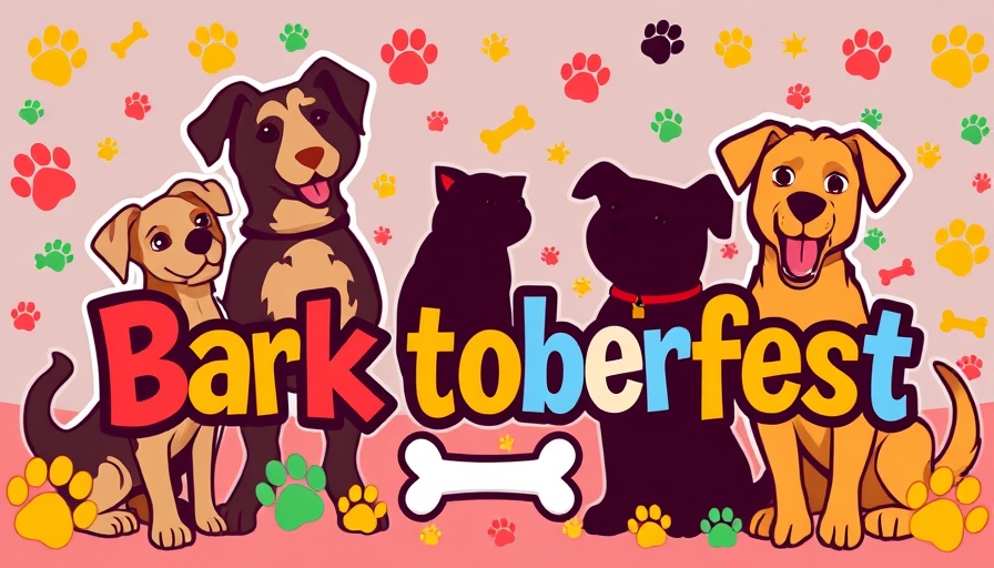 Festive Barktoberfest banner with dog paw prints and bones pattern.
