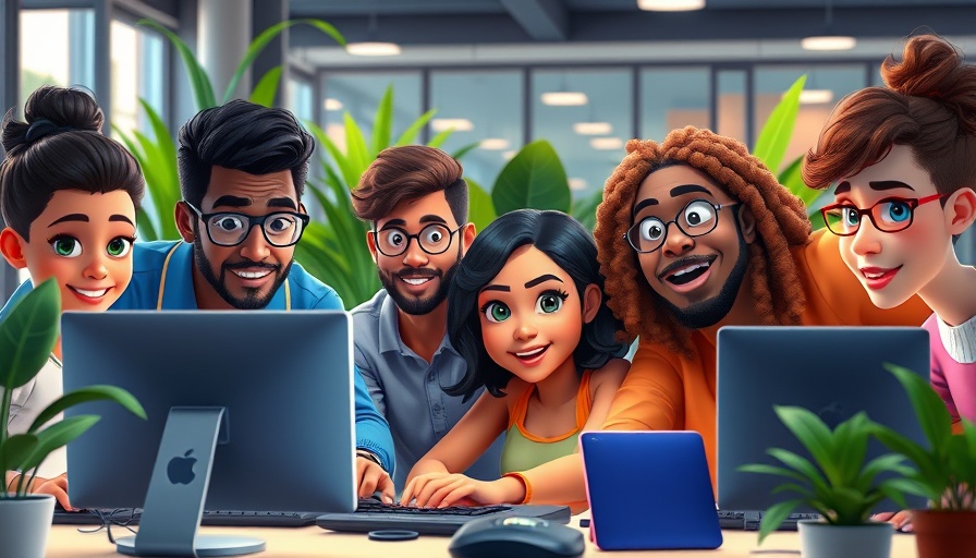 Cartoon people coding in office, vibrant colors, teamwork in software dev, Perplexity vs. Google AI.