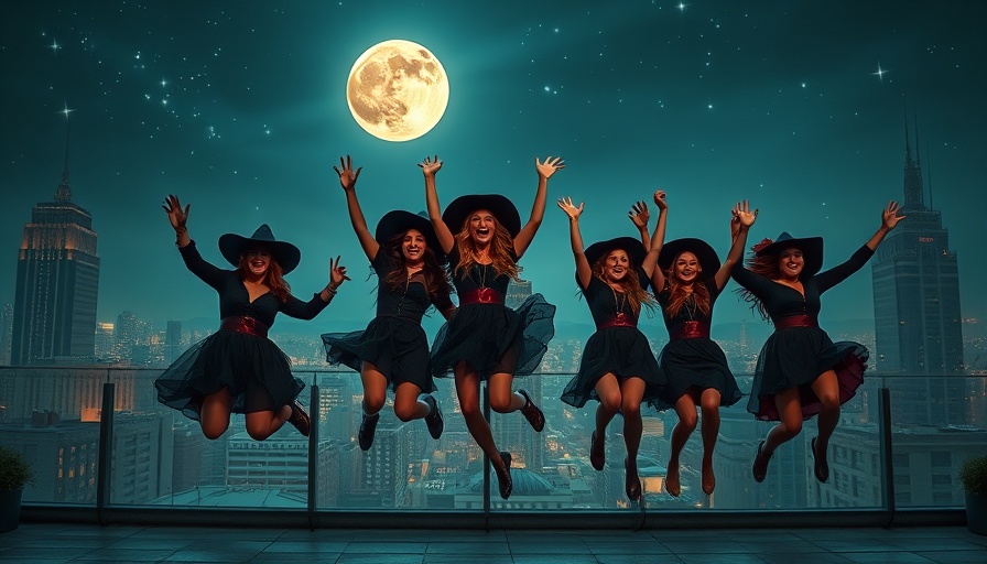 Witches Night Out Durham event with women jumping under moon.