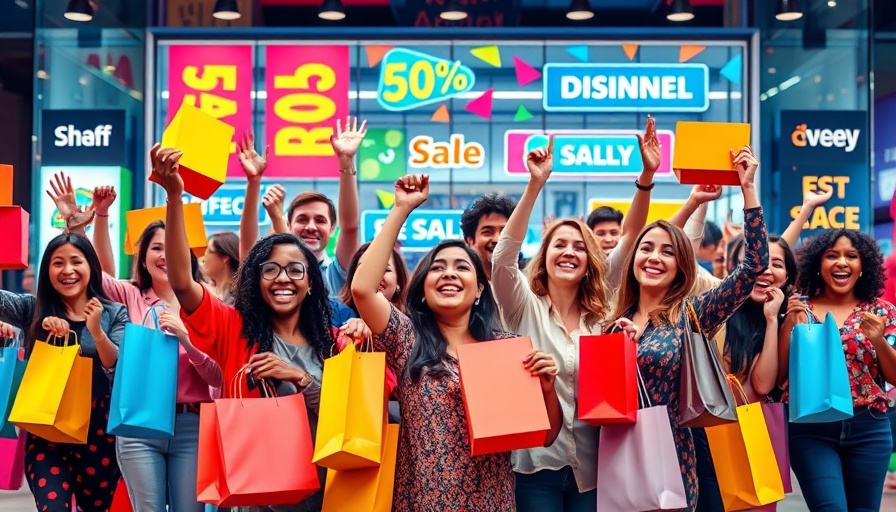 Diverse group celebrating online shopping deals, maximize savings during sales.