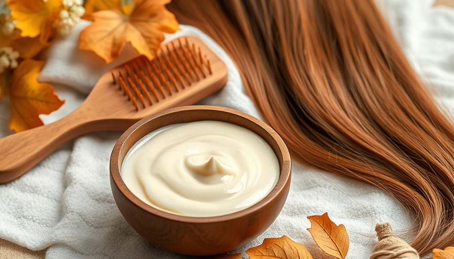 Fall hair treatments setup with cream, brush, and hair.