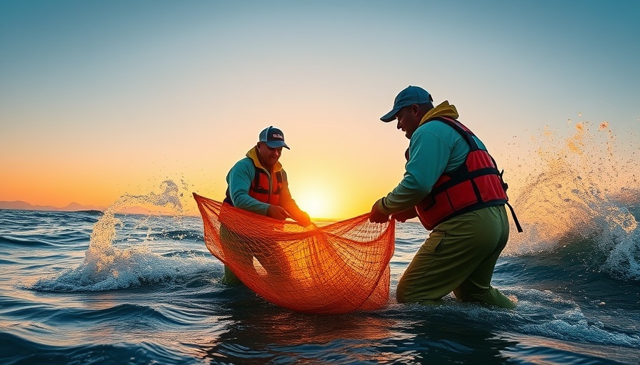 North Carolina fishing tradition at sunrise with fishermen pulling nets
