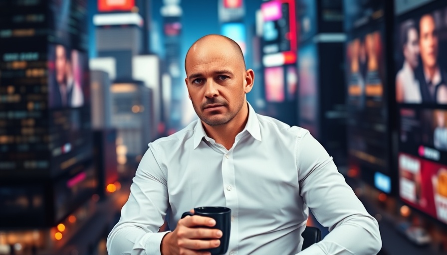 Lyft CEO seated in studio with digital cityscape background