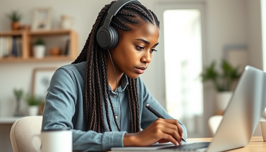 Young woman engaged in online learning and development training session.