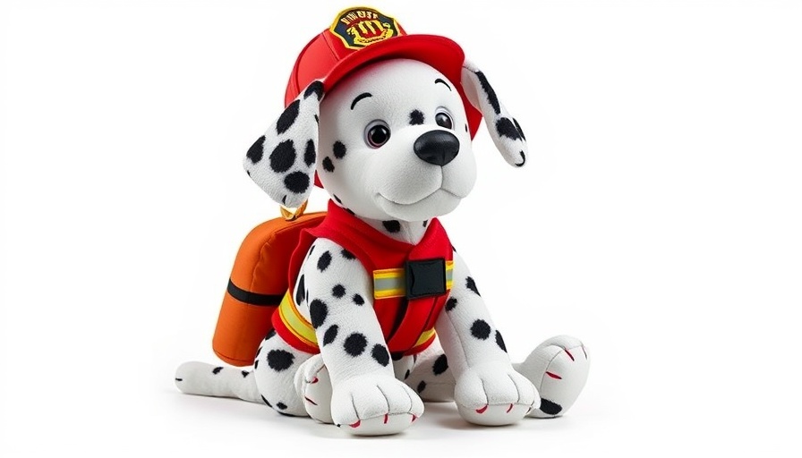 Free Dalmatian plush giveaway - cute toy with firefighter hat.