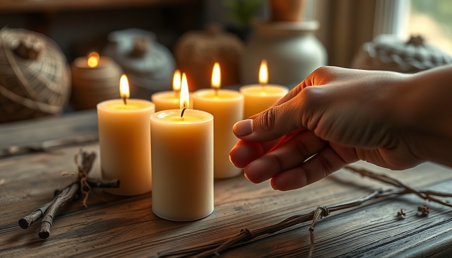 Hand lighting eco-friendly beeswax candles in a cozy setting.