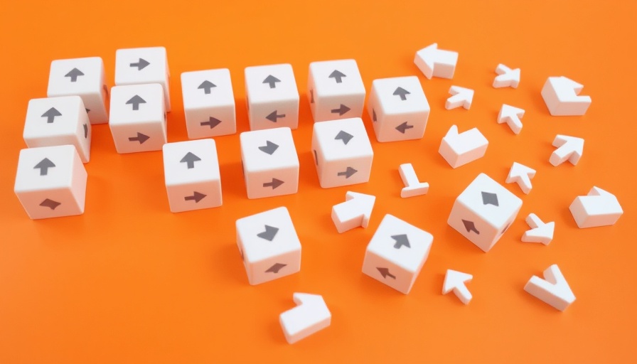 White cubes with arrows on orange background illustrating PR consolidation.