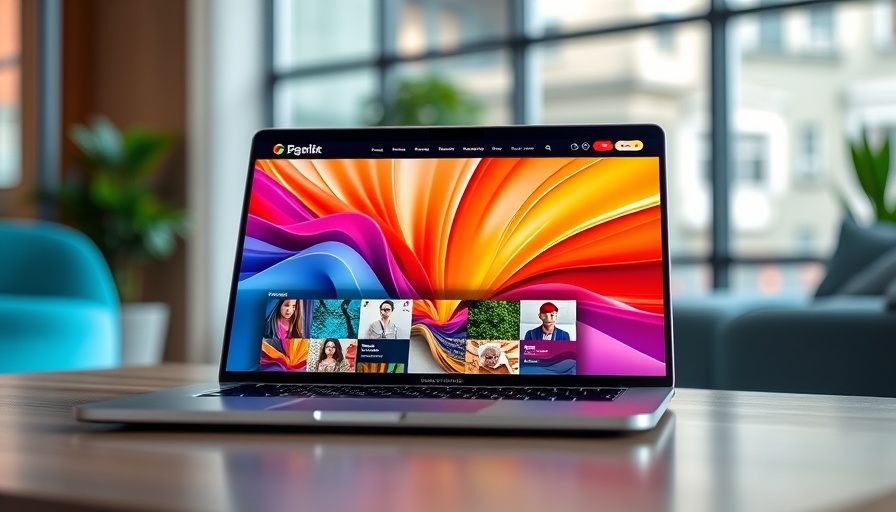 Laptop displaying digital art interface, showcasing AI in public relations