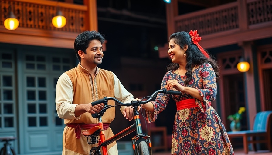 DPAC Student Rush tickets promotion with two actors on stage holding a bike.